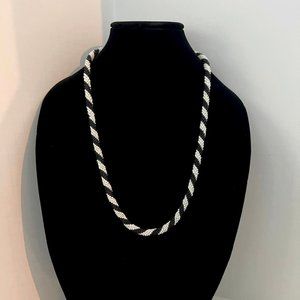 Black & White Seed Bead Rope Necklance Handmade in Peru